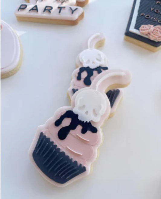 Cherry Skull Cupcake Cookie